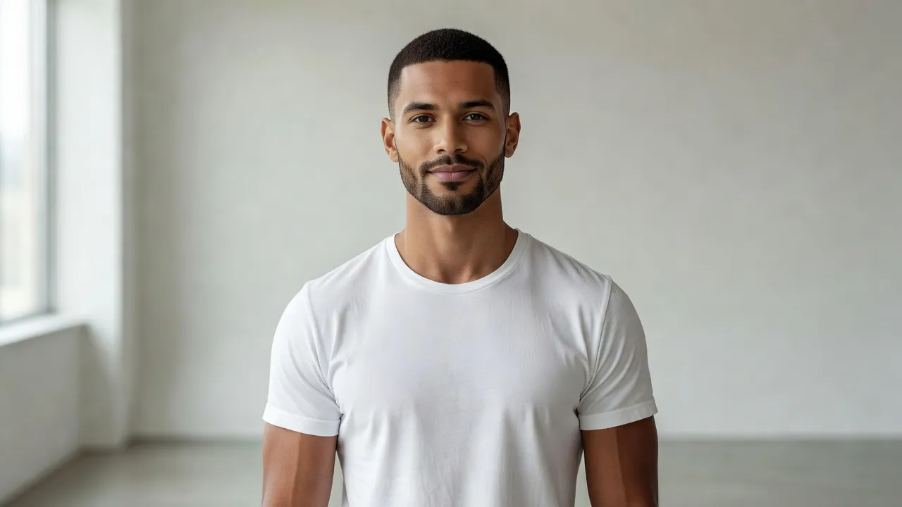Groomed American male demonstrating current facial hair and jawline aesthetic standards.