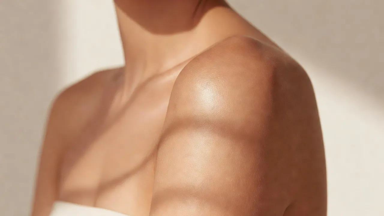 Detailed view of healthy radiant skin texture after applying moisturizing cream.