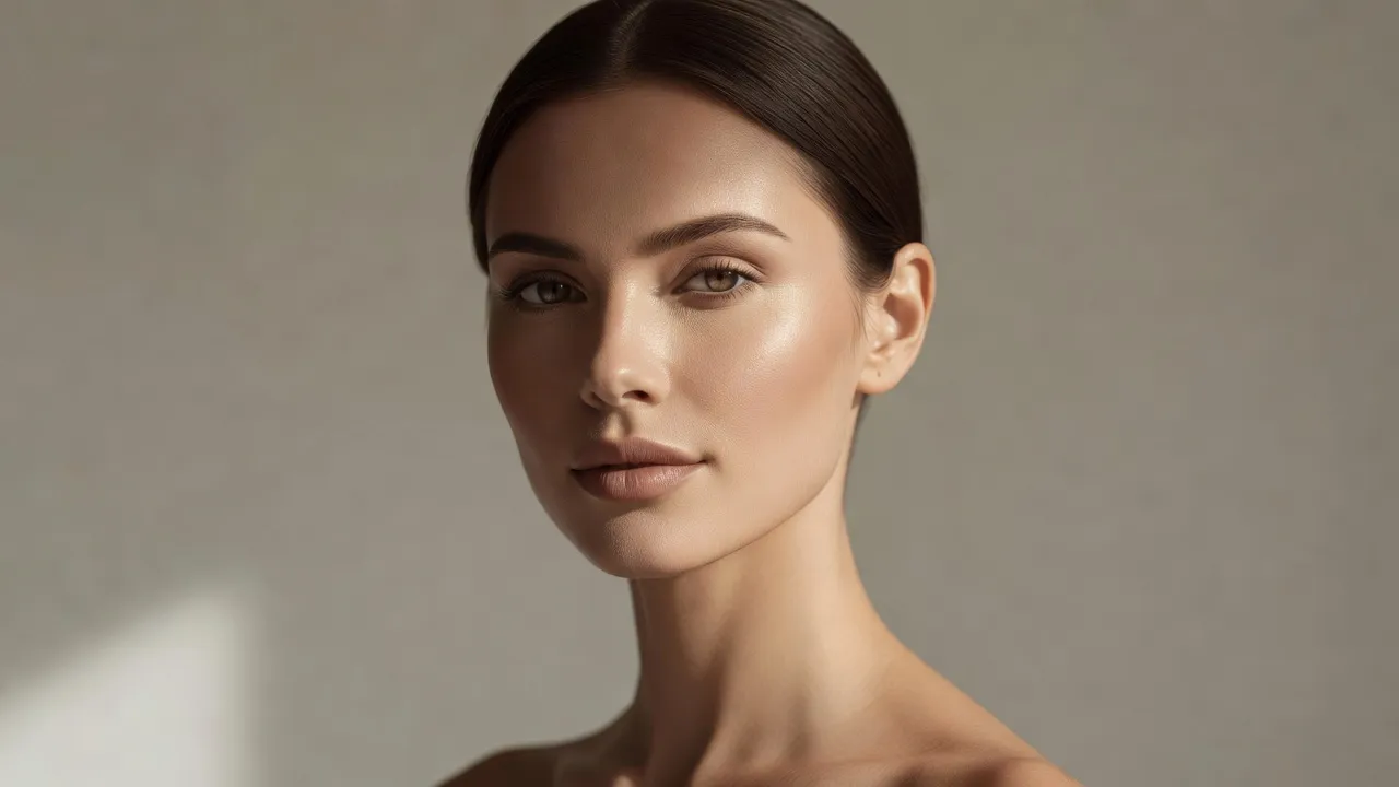 Soft lighting illuminating a woman's natural facial features and symmetry.
