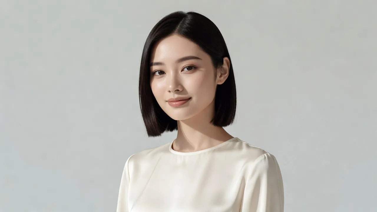 Japanese beauty standard illustration showcasing clear mochi skin and soft natural cosmetics.