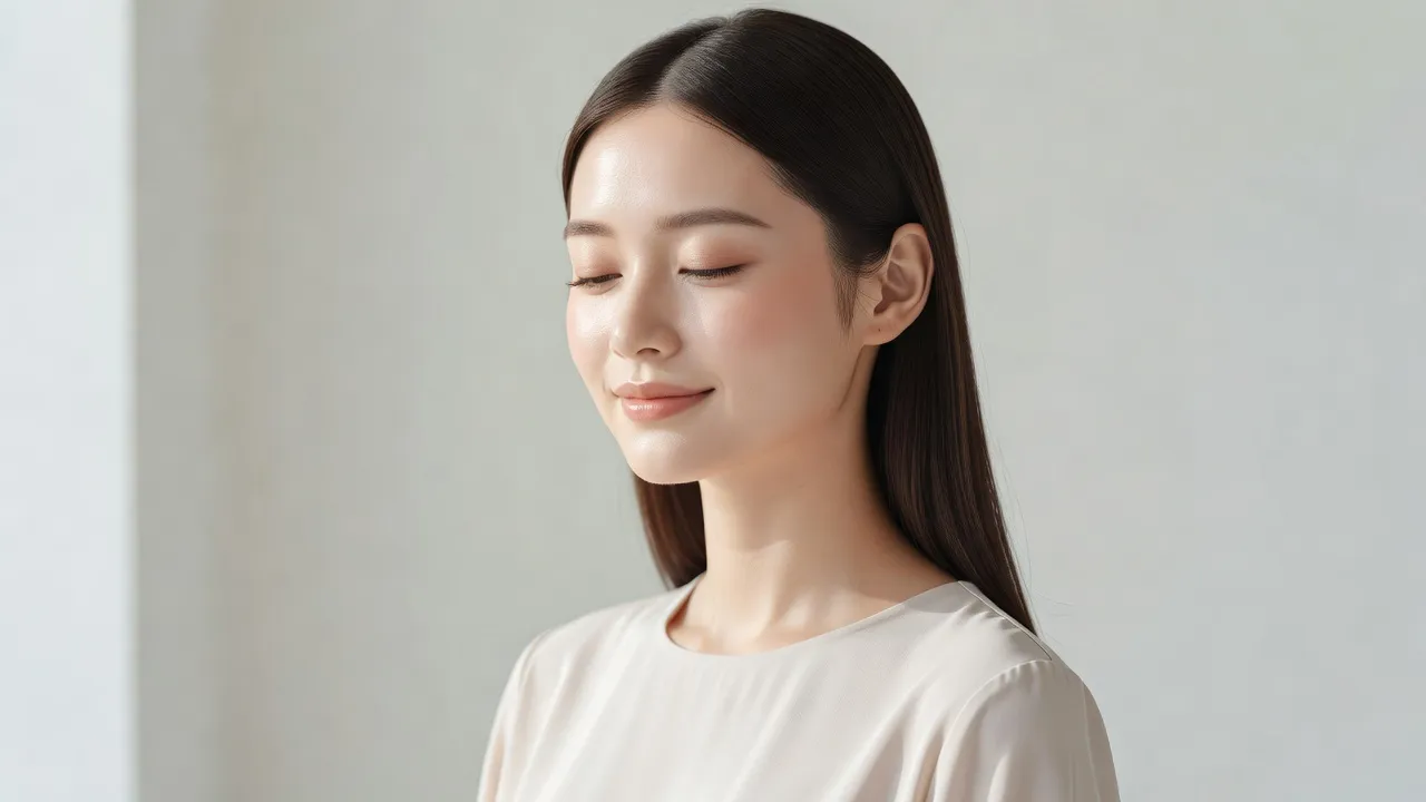 Modern Japanese beauty standard showcasing radiant mochi skin and minimal natural makeup.