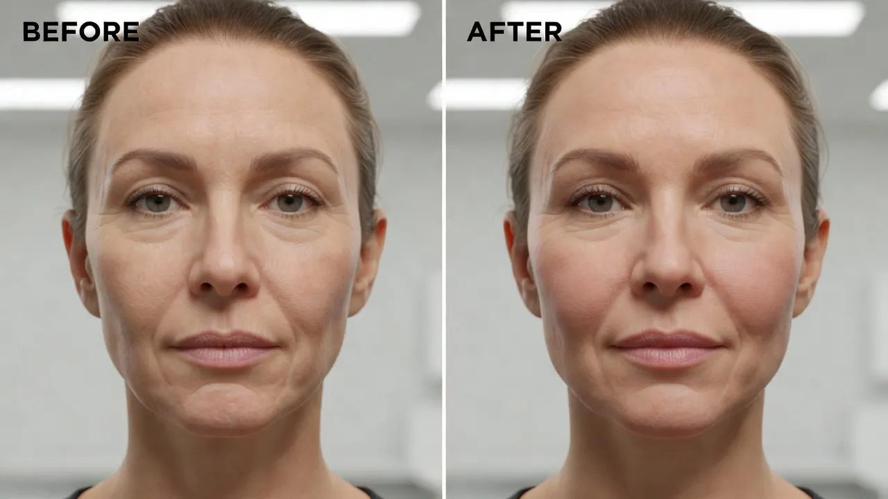 Side by side visual analysis of facial volume changes before and after rapid weight loss