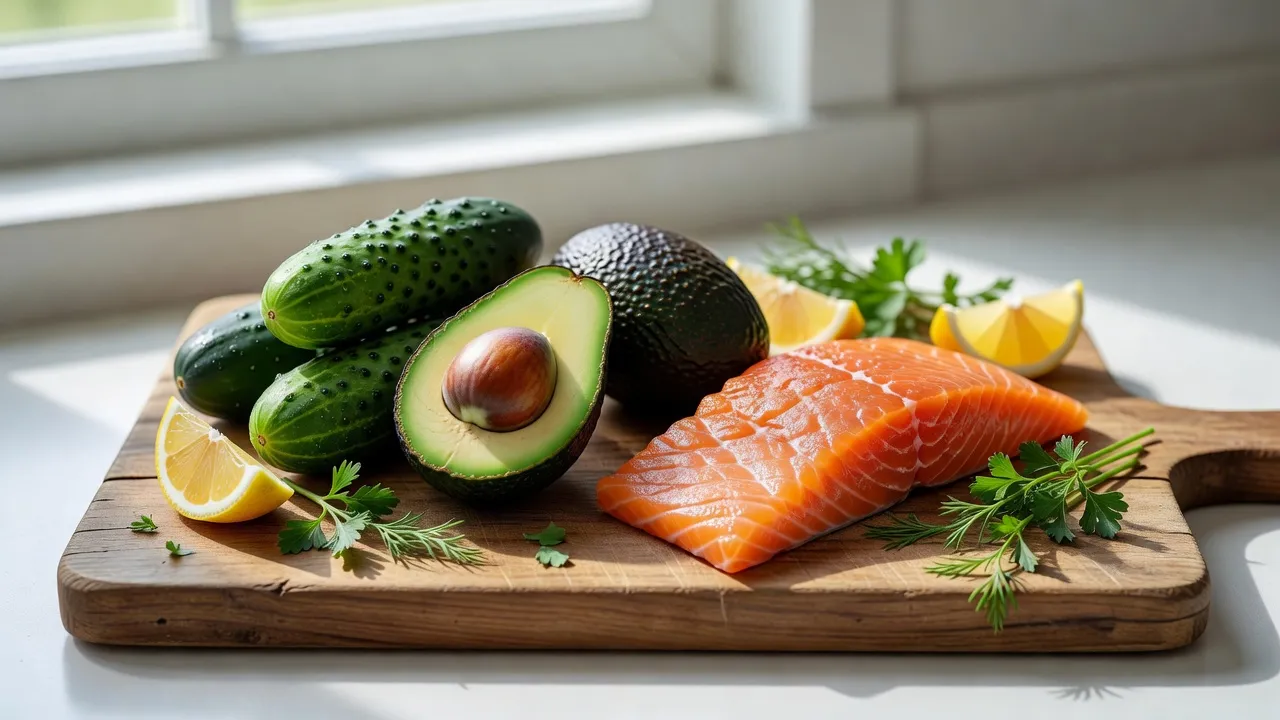 Fresh whole foods high in potassium to balance sodium levels and lower face bloat.