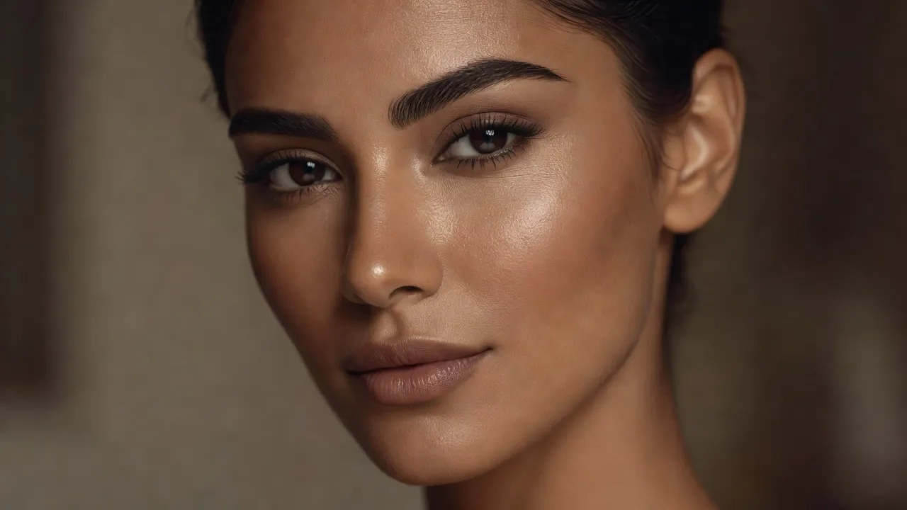 Middle Eastern woman showcasing defined facial features and eye-focused beauty standards