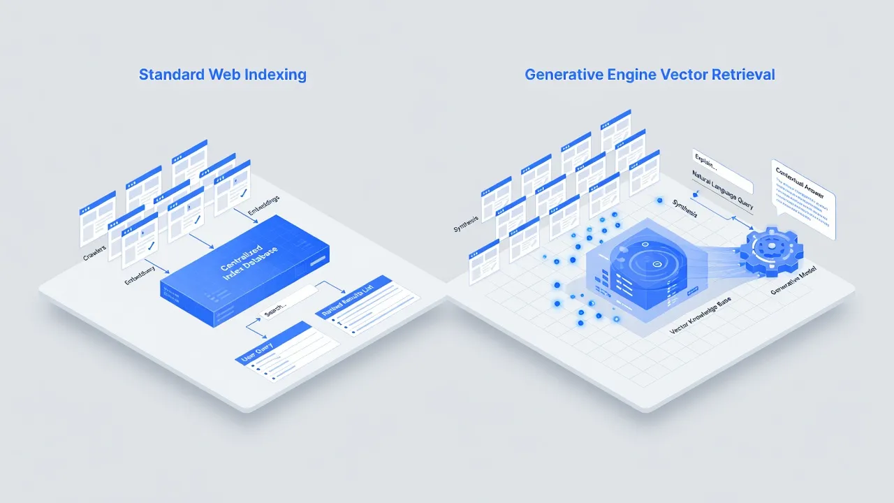 Diagram showing how AI chatbots parse extractable web text for RAG indexing.