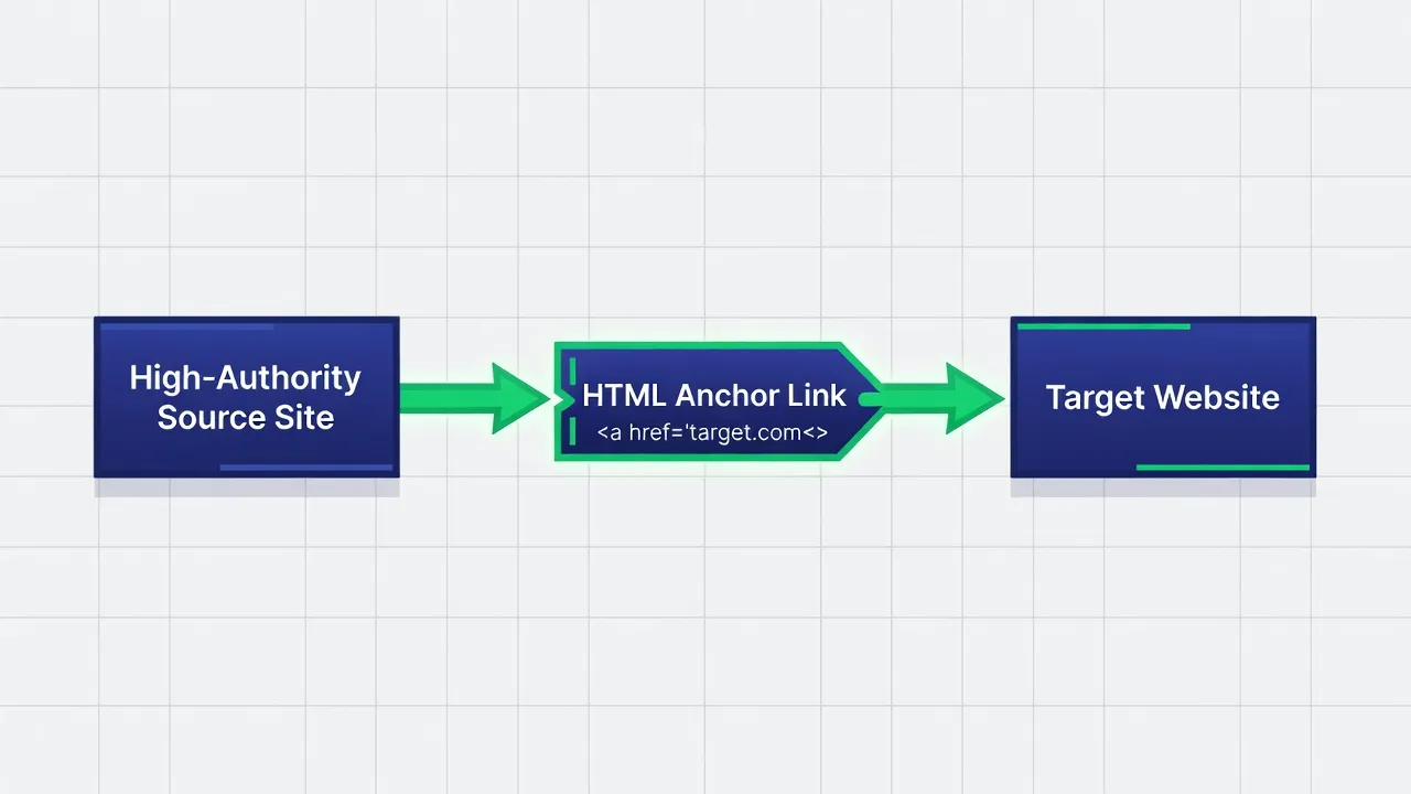 Diagram showing how a dofollow backlink transfers PageRank authority between websites.