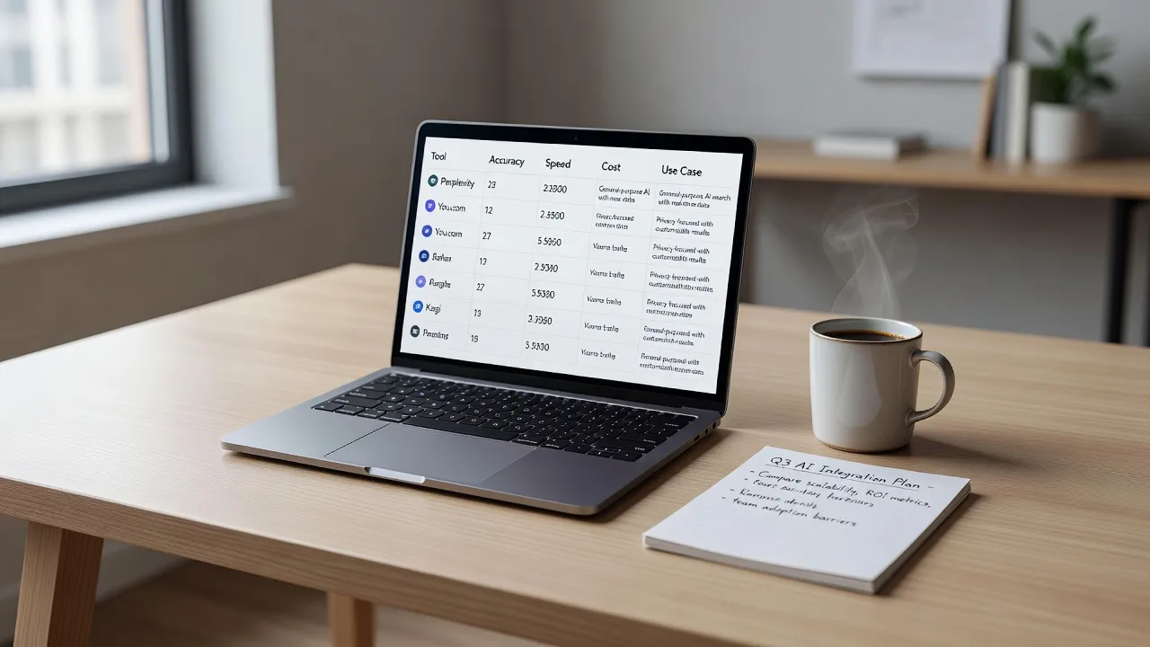 Comparison table showing different generative engine optimization service options on a screen.