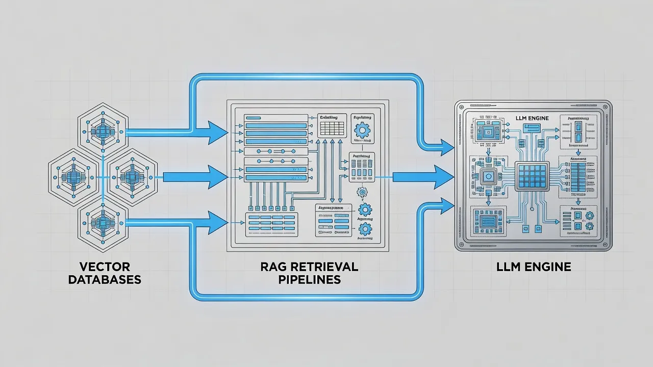 Structural workflow of Retrieval-Augmented Generation RAG and LLMOps infrastructure.
