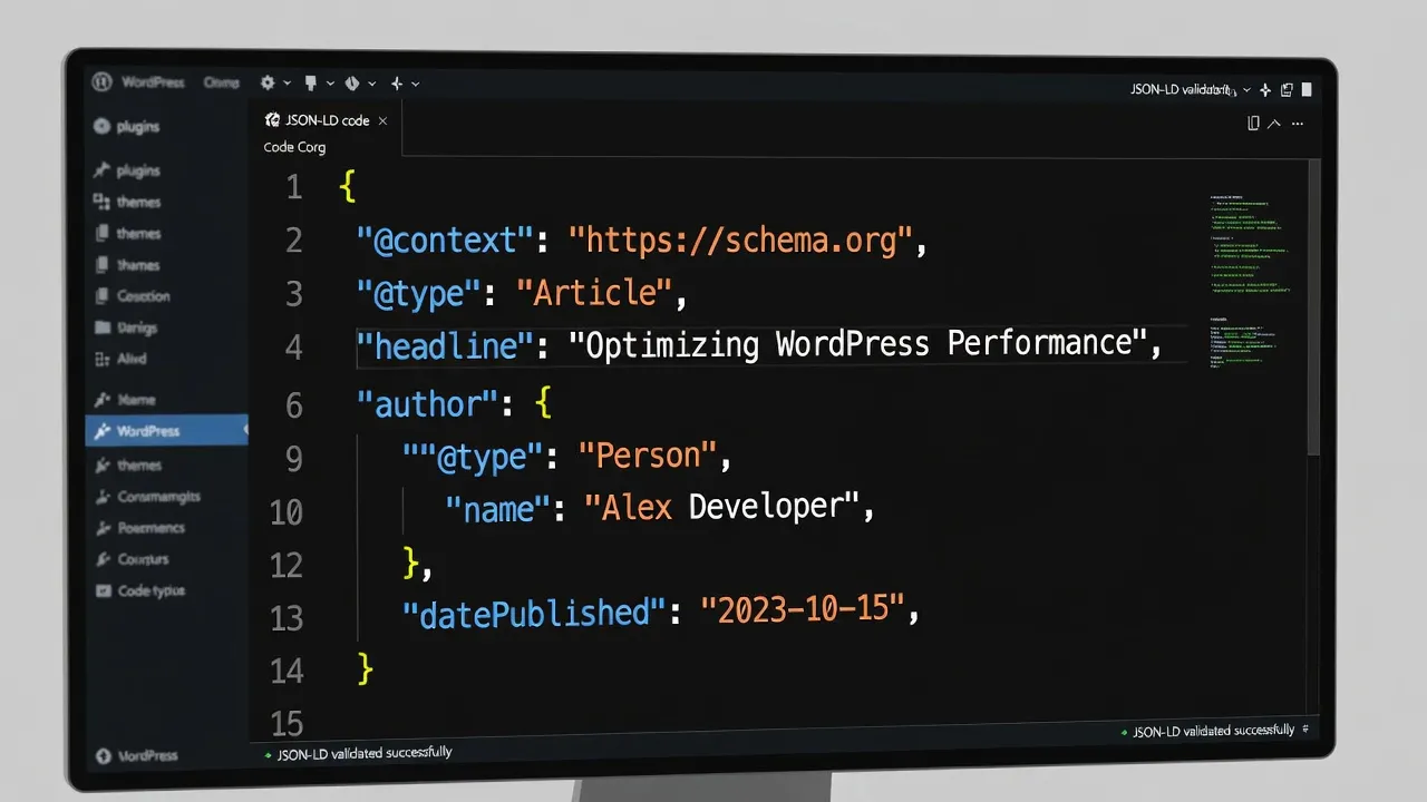 WordPress schema markup configuration interface for Rank Math and technical SEO.