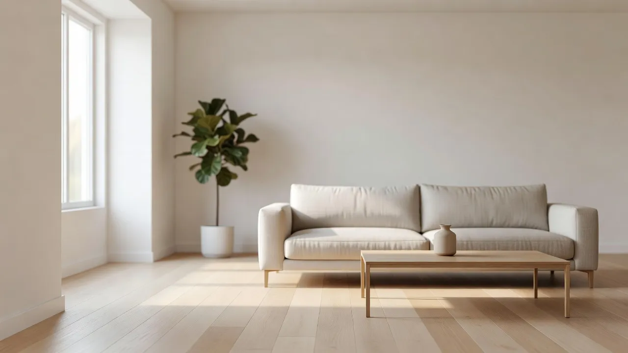 Sherwin Williams Snowbound SW 7004 paint color applied on modern living room walls with warm sunlight