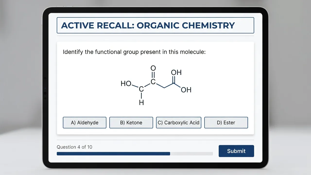 Anki flashcard application interface displaying an organic chemistry structural review card.