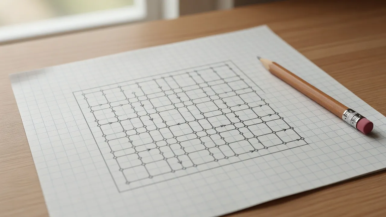 A hand-drawn logic elimination grid used to solve complex constraint math riddles like the Zebra Puzzle.