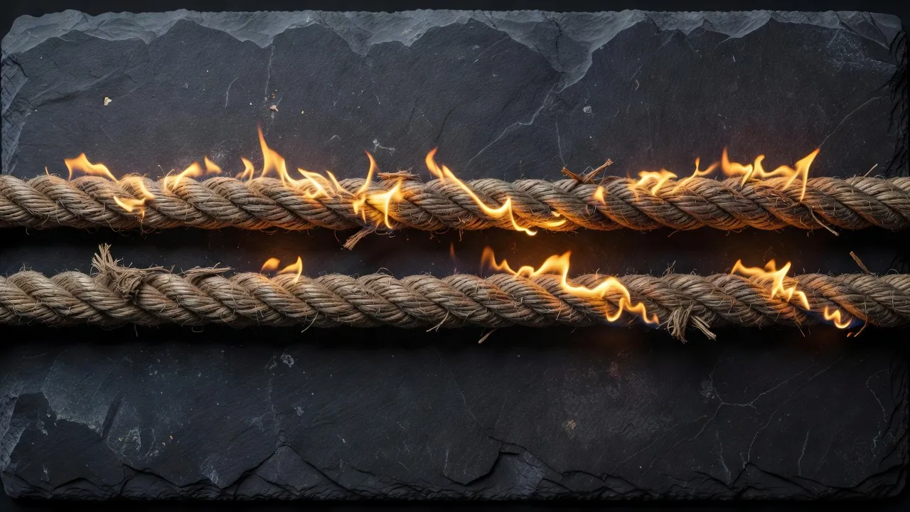 Conceptual illustration of two ropes burning to solve a time-based math riddle.